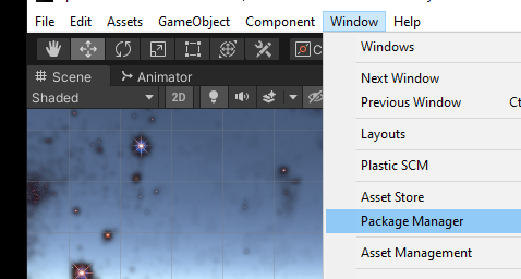 Opening the Unity Package Manager
